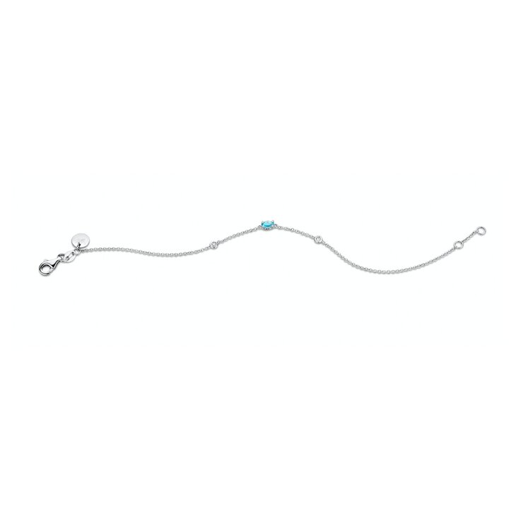 Casteur by Casteur armband in wit goud 18kt met topaas blauw omringd door briljanten van 0,04 karaat