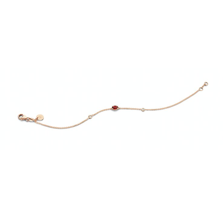 Casteur by Casteur armband in rosé goud 18kt met granaat omringd door briljanten van 0,04 karaat