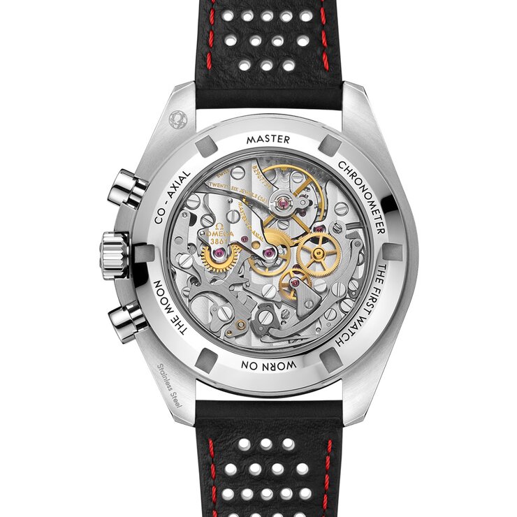 Omega horloge met een kast in staal, met een wijzerplaat in het wit en een diameter van 42 mm