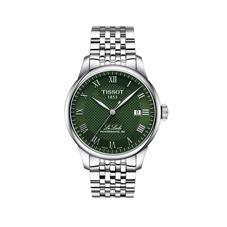 Tissot horloge met een kast in staal, met een wijzerplaat in het groen en een diameter van 39