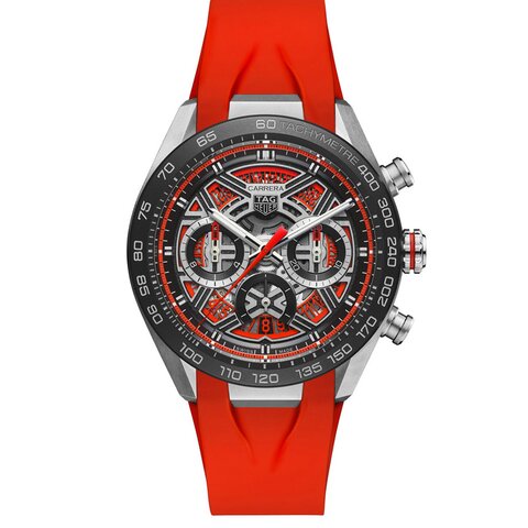 montre TAG Heuer un cadran orange et un diamètre de 44 mm
