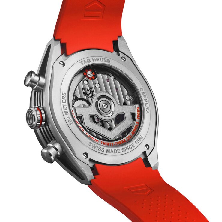 TAG Heuer horloge een wijzerplaat in het oranje en een diameter van 44