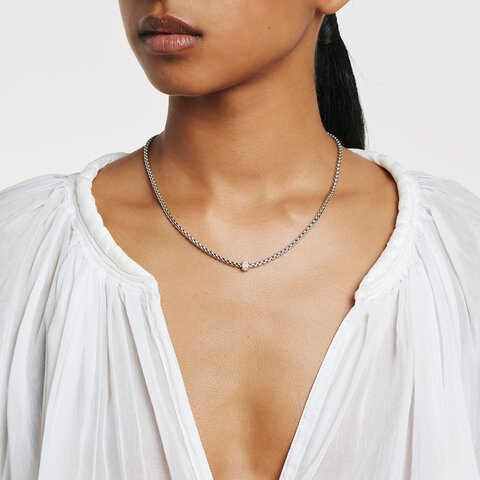 collier Fope en or blanc 18 ct avec brillant de 0.19 carat