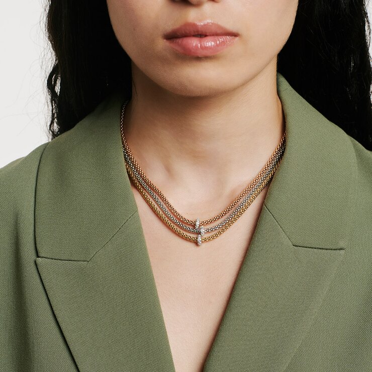 Fope ketting in geel goud 18kt met briljant van 0,18 karaat