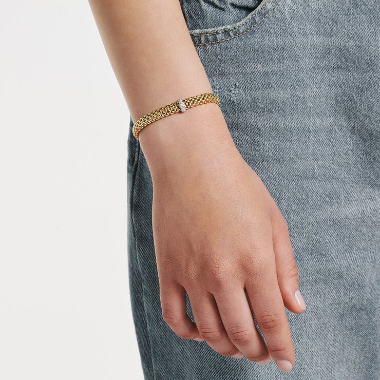 Fope armband in geel goud 18kt met briljant van 0,10 karaat