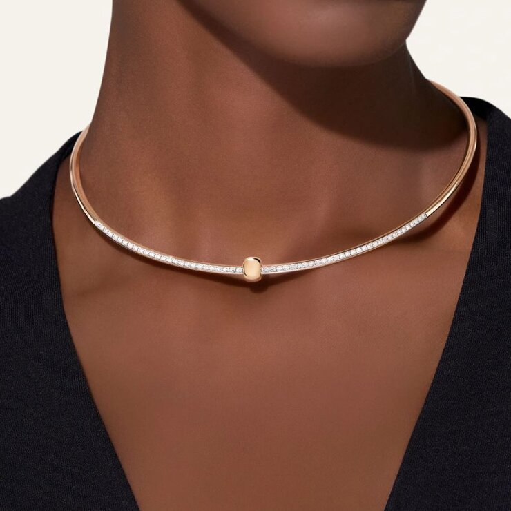 Pomellato ketting in rosé goud 18kt met briljant van 0,80 karaat