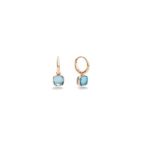 Pomellato oorringen in rosé goud 18kt met topaas blauw