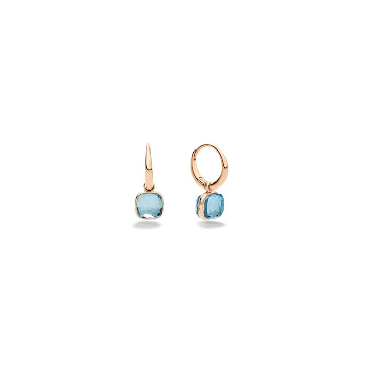 Pomellato oorringen in rosé goud 18kt met topaas blauw