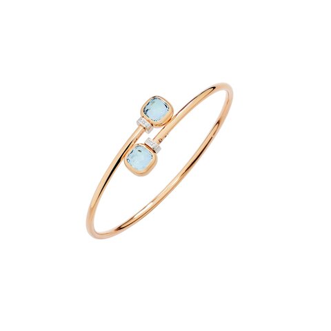 Pomellato armband in rosé goud 18kt met topaas blauw omringd door briljanten van 0,02 karaat