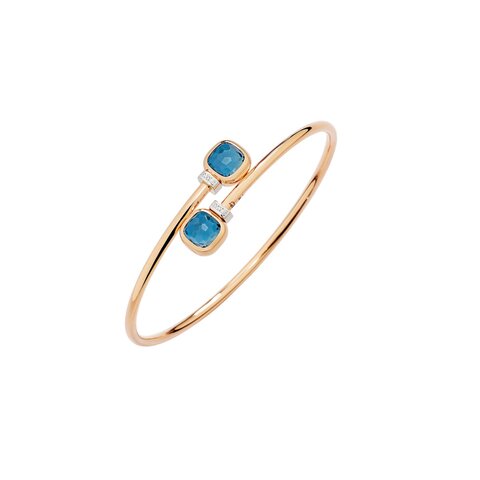Pomellato armband in rosé goud 18kt met topaas london omringd door briljanten van 0,02 karaat