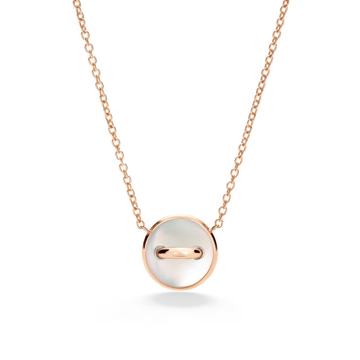 Pomellato ketting in rosé goud 18kt met onyx & parelmoer omringd door briljanten van 0,04 karaat