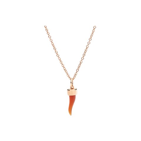 pendentif DoDo en or rose 9 ct avec cornaline