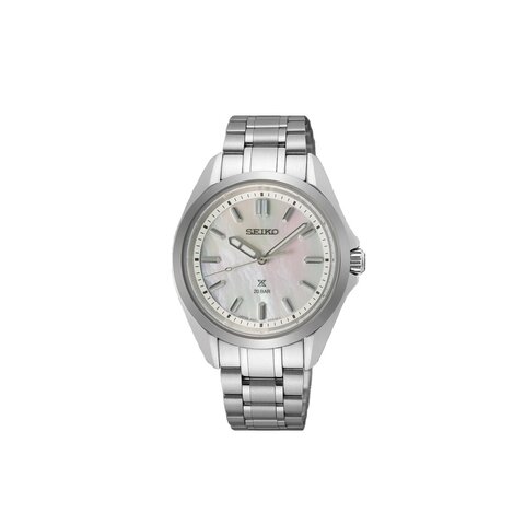 Seiko horloge met een kast in staal, met een wijzerplaat in het parelmoer en een diameter van 34 mm