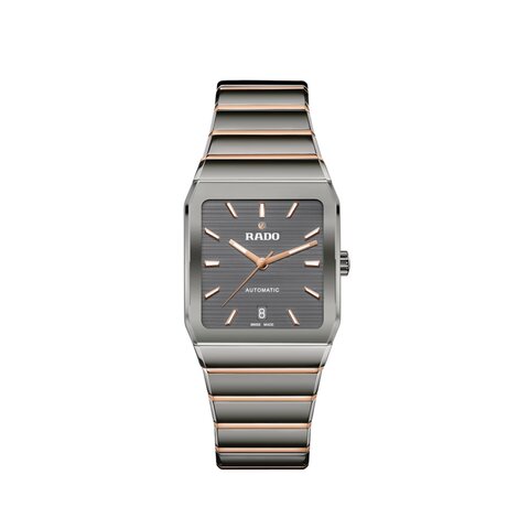 Rado horloge met een kast in keramiek en een wijzerplaat in het grijs