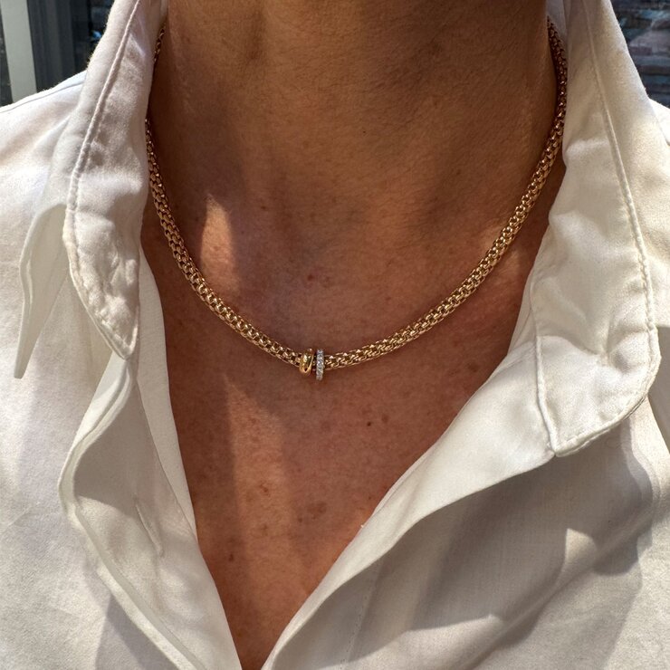 Fope ketting in rosé goud 18kt met briljant van 0,29 karaat