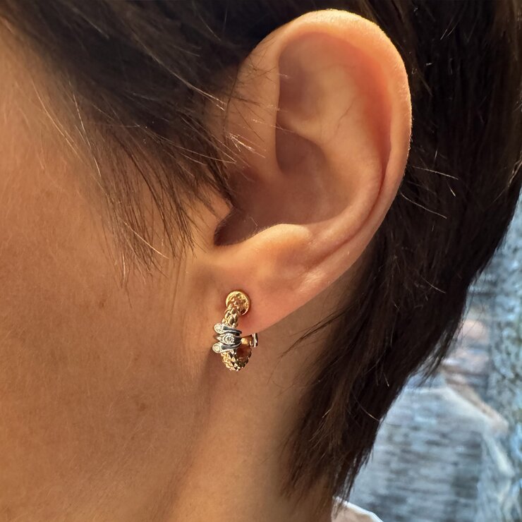 boucles d'oreilles Fope en or rose 18 ct avec brillant de 0.08 carat