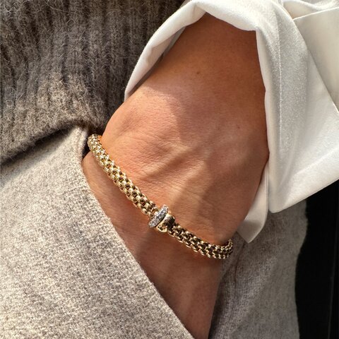 bracelet Fope en or rose 18 ct avec brillant de 0.29 carat