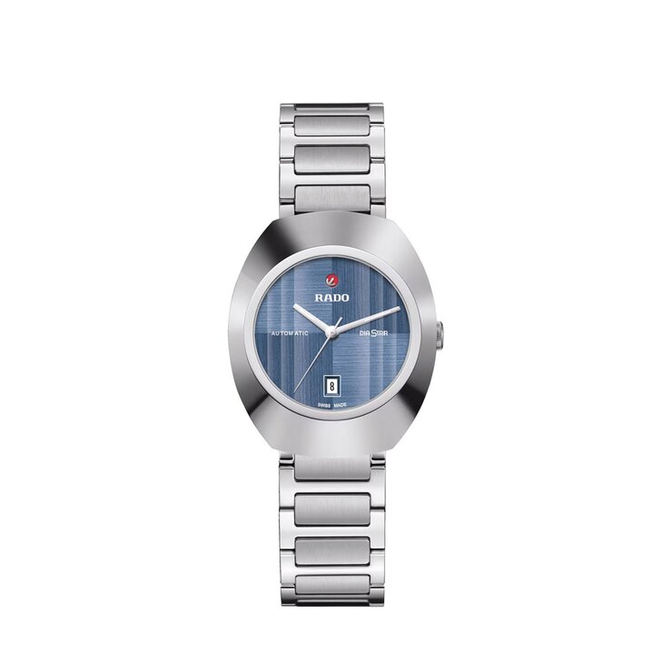 Rado horloge met een kast in keramiek op staal, met een wijzerplaat in het blauw en een diameter van 30 mm