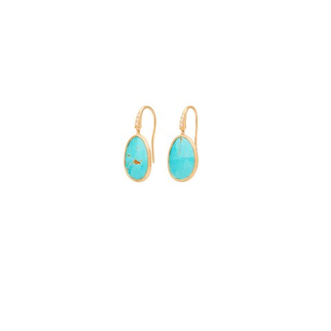 Marco Bicego oorringen in geel goud 18kt met turquoise omringd door briljanten van 0,04 karaat