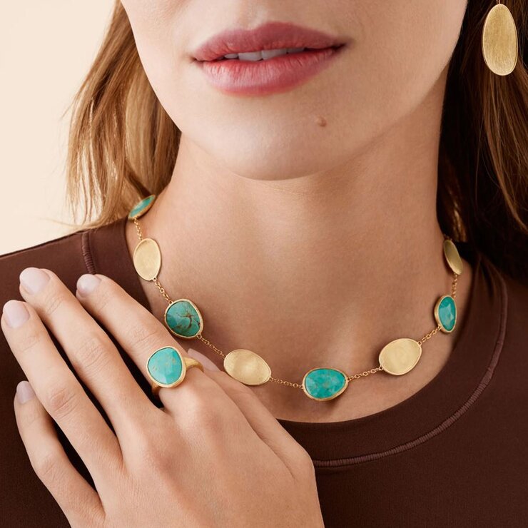 Marco Bicego ring in geel goud 18kt met turquoise