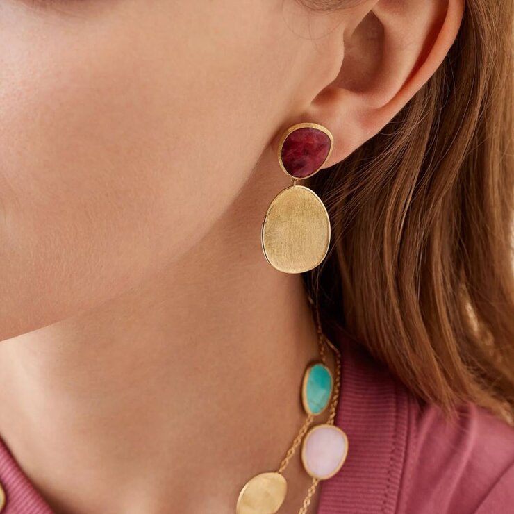 boucles d'oreilles Marco Bicego en or jaune 18 ct avec thulite