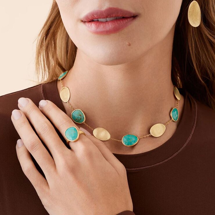 Marco Bicego ketting in geel goud 18kt met turquoise
