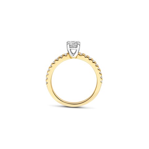 bague de fiançailles The Exclusive Collection en or jaune 18 ct avec brillant (diamant rond) de 0.40 carat comme pierre principale entouré de briljants de 0,22 karaat