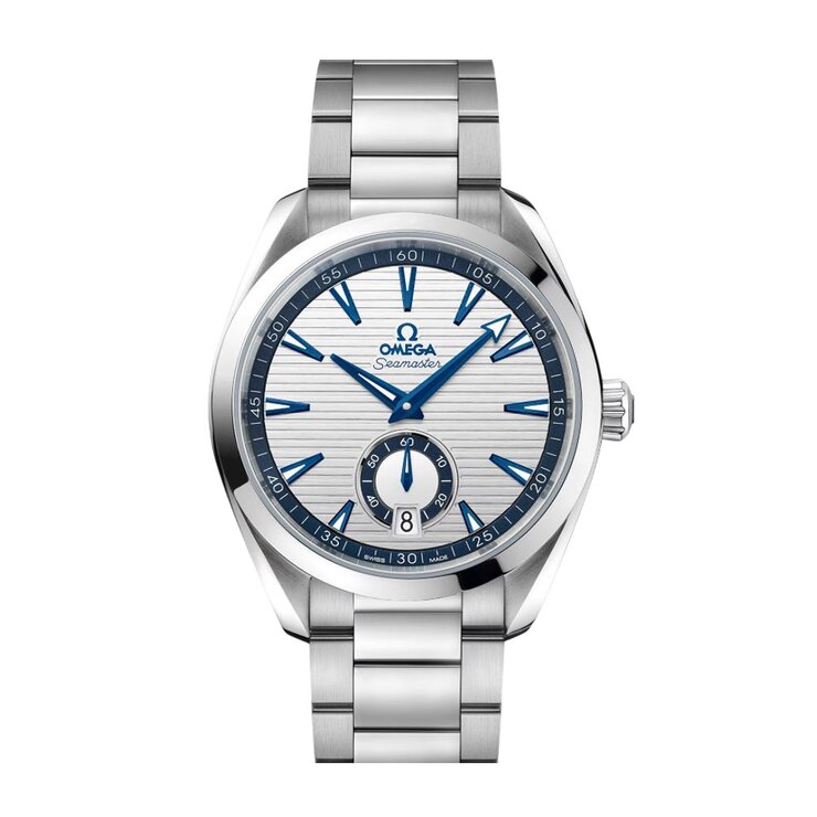 Omega horloge met een kast in staal, met een wijzerplaat in het zilver en een diameter van 41