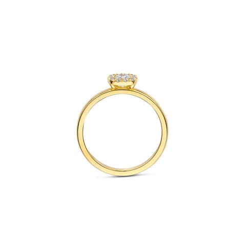 bague de fiançailles The Exclusive Collection en or jaune 18 ct avec coussin diamant de 0.23 carat comme pierre principale entouré de briljants de 0,09 karaat