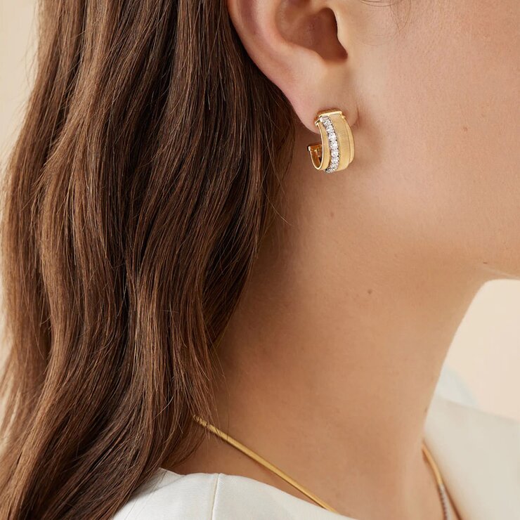 boucles d'oreilles Marco Bicego en or jaune 18 ct avec brillant de 0.44 carat