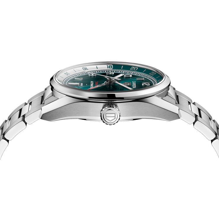 TAG Heuer horloge met een kast in staal, met een wijzerplaat in het groen en een diameter van 41 mm