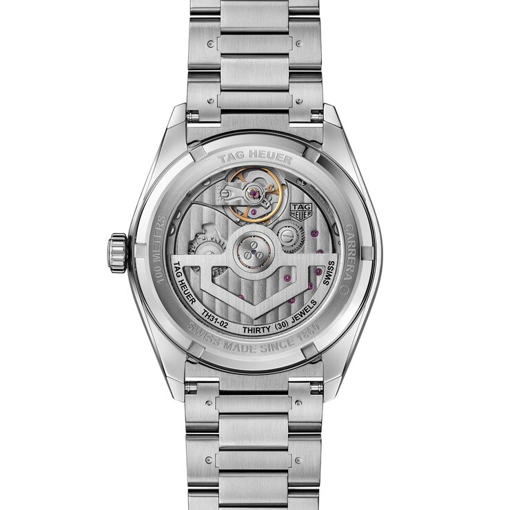 TAG Heuer horloge met een kast in staal, met een wijzerplaat in het rood en een diameter van 41 mm