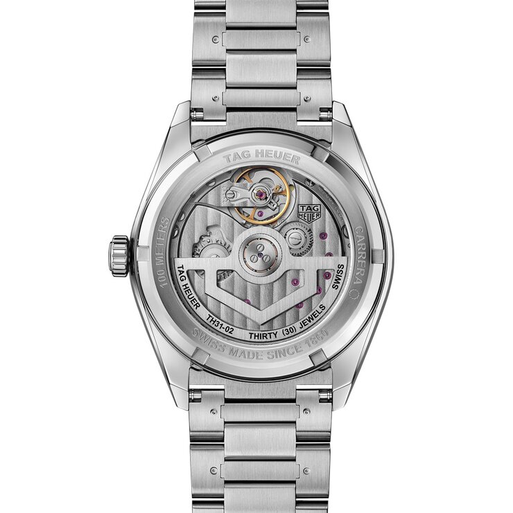 TAG Heuer horloge met een kast in staal, met een wijzerplaat in het blauw en een diameter van 41 mm