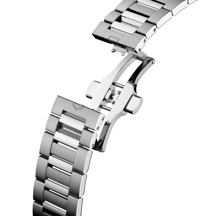 TAG Heuer horloge met een kast in staal, met een wijzerplaat in het blauw en een diameter van 41 mm
