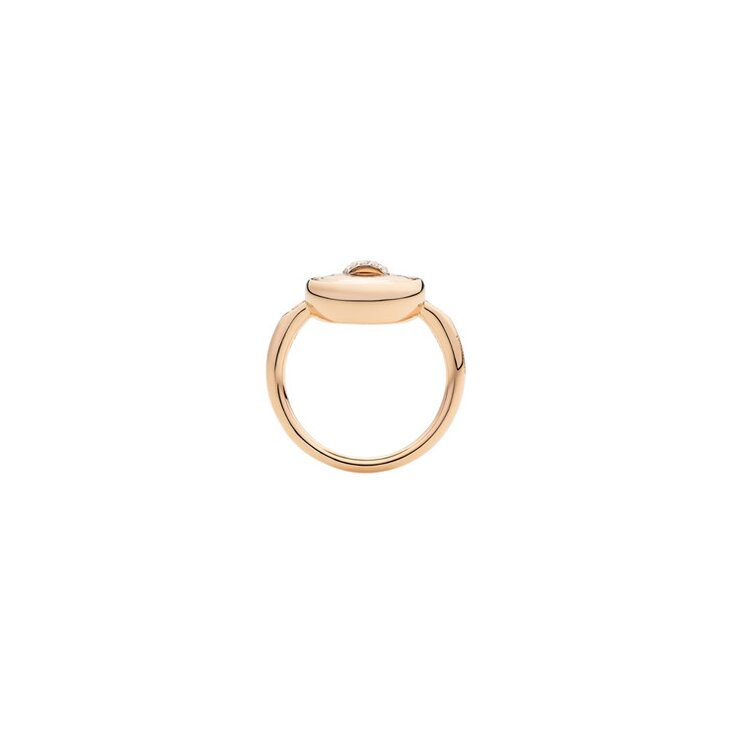Pomellato ring in rosé goud 18kt met turquoise omringd door briljanten van 0,06 karaat