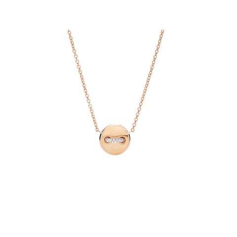 Pomellato ketting in rosé goud 18kt met turquoise omringd door briljanten van 0,05 karaat