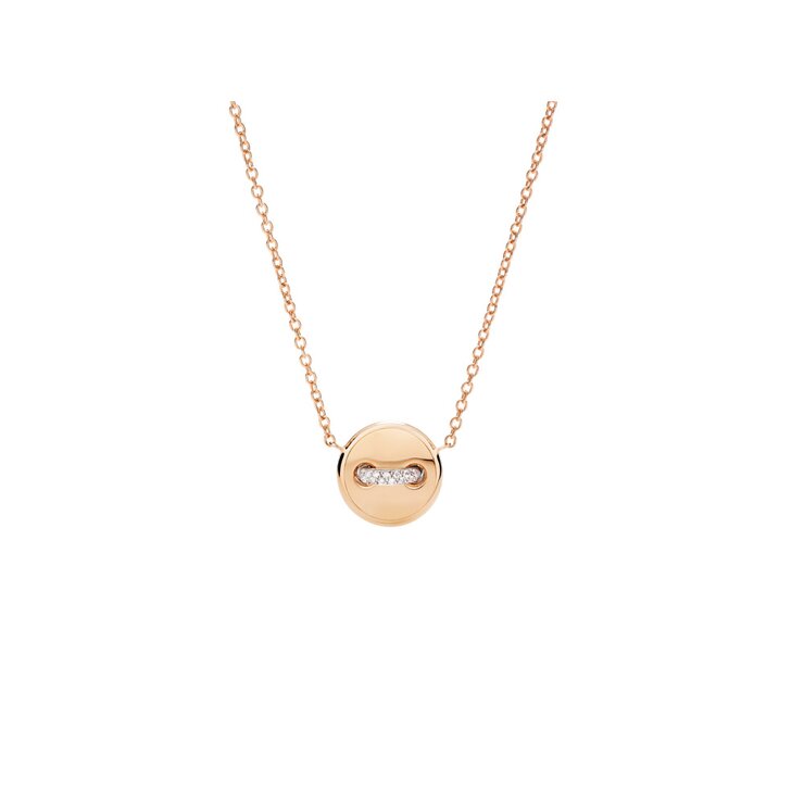 Pomellato ketting in rosé goud 18kt met turquoise omringd door briljanten van 0,05 karaat