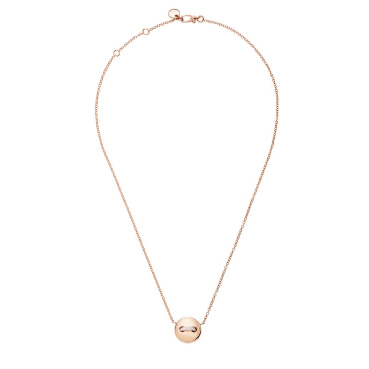 Pomellato ketting in rosé goud 18kt met turquoise omringd door briljanten van 0,05 karaat