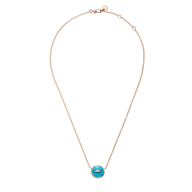 Pomellato ketting in rosé goud 18kt met turquoise omringd door briljanten van 0,05 karaat