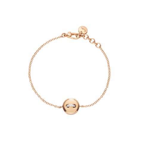 Pomellato armband in rosé goud 18kt met turquoise omringd door briljanten van 0,03 karaat