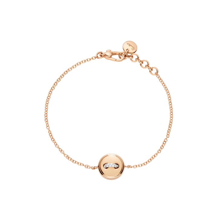 Pomellato armband in rosé goud 18kt met turquoise omringd door briljanten van 0,03 karaat