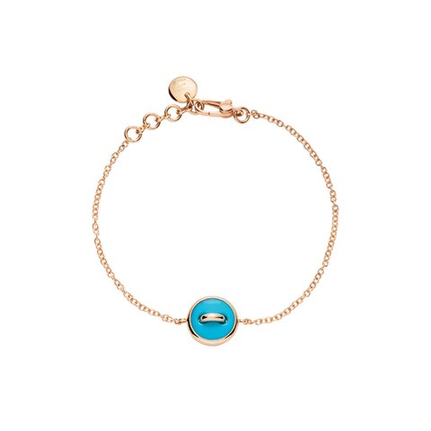 bracelet Pomellato en or rose 18 ct avec turquoise entouré de briljants de 0,03 karaat