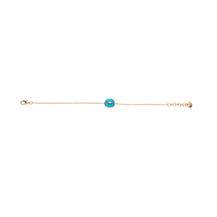 Pomellato armband in rosé goud 18kt met turquoise omringd door briljanten van 0,03 karaat