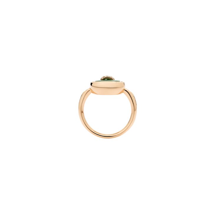 Pomellato ring in rosé goud 18kt met malachiet & parelmoer omringd door briljanten van 0,06 karaat