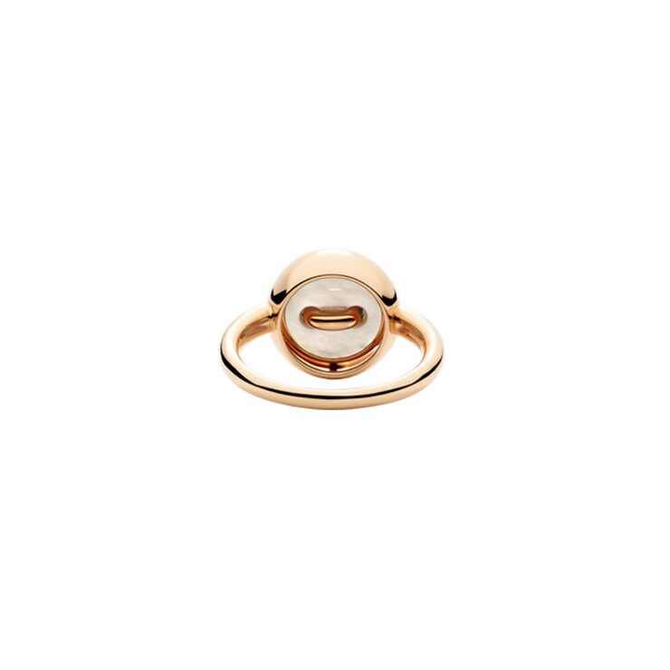 Pomellato ring in rosé goud 18kt met malachiet & parelmoer omringd door briljanten van 0,06 karaat