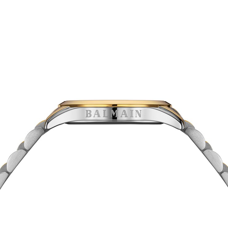 Balmain horloge met een kast in gele pvd-coating op staal, met een wijzerplaat in het geel met briljant en een diameter van 30 mm