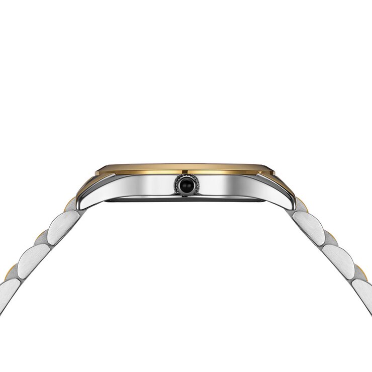 Balmain horloge met een kast in gele pvd-coating op staal, met een wijzerplaat in het groen met briljant en een diameter van 30 mm