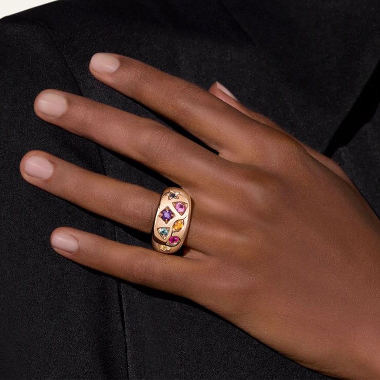 Pomellato ring in rosé goud 18kt met amethist & saffier & robijn