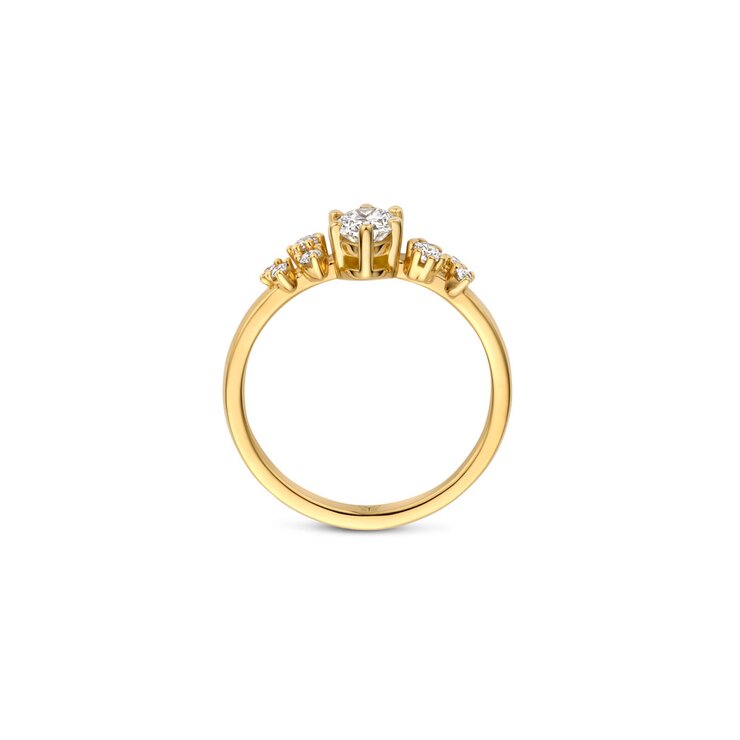 The Exclusive Collection verlovingsring in geel goud 18kt met ovalen diamant van 0,45 karaat als hoofdsteen omringd door briljanten van 0,11 karaat