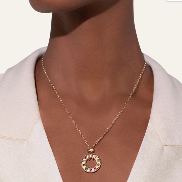 Pomellato ketting in rosé goud 18kt met amethist & saffier & robijn